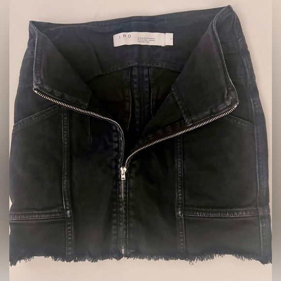 IRO
Binda Zipper Denim Mini Skirt In Dark Grey/black - Picture 4 of 10